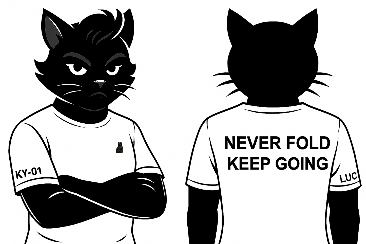 LUCKY-01 NEVER FOLD | Limited Edition T-Shirt | Blaq Cat Apparel