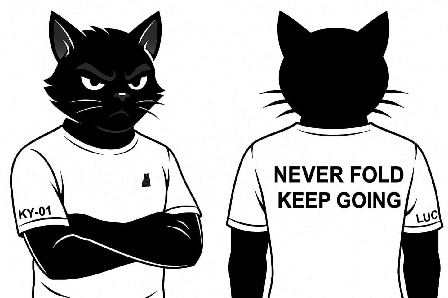 LUCKY-01 NEVER FOLD | Limited Edition T-Shirt | Blaq Cat Apparel